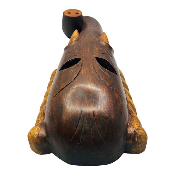 Large 14" x 5.75" Wood Elephant Wall Sconce Hand Carved in India - Picture 4 of 9